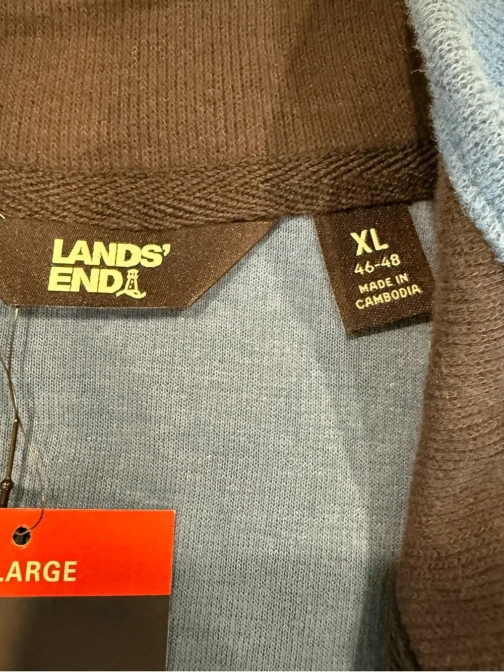 Lands’ End Quarter Zip Pullover XL Blue  Sweater NWT